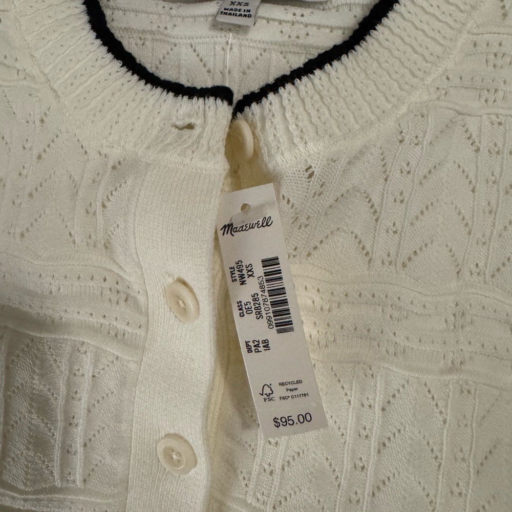 Madewell White Pointelle-Stitch Cardigan “price set low to sell” - Picture 4 of 4